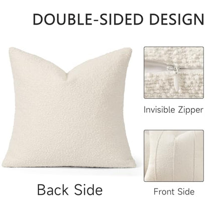 YCOLL Brown&Beige Textured Boucle Throw Pillow Covers