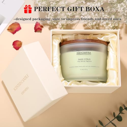 Scented Candles for Home, Sage Citrus Candles Aroma Fragrant 12.4oz Soy Wax, Luxury Large Candle Gift,up to 70 Hours Burn Time, Birthday Gifts for Women&Men Festival Relaxation Ambience