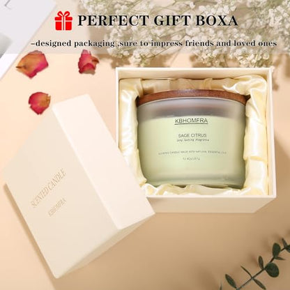 Scented Candles for Home, Sage Citrus Candles Aroma Fragrant 12.4oz Soy Wax, Luxury Large Candle Gift,up to 70 Hours Burn Time, Birthday Gifts for Women&Men Festival Relaxation Ambience
