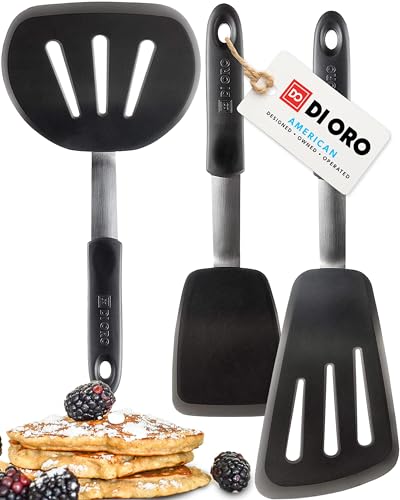 DI ORO - Chef Series FLEX Silicone Spatula 600ºF Heat-Resistant Flexible Silicone Rubber Turner Spatulas (3-Piece Set) - size: 3-Piece Set (Standard, Round, and Angled Turner)