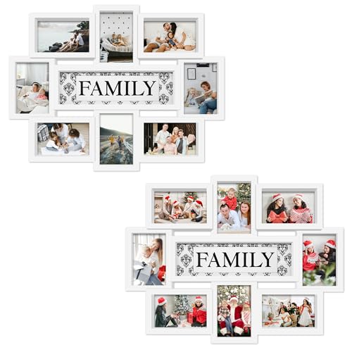 Jerry & Maggie Family Photo Frame 22x17, PVC Picture Frames Collage Wall Decor 9 Opening Wall Hanging For 6x4 Photos 8 Pack, White 2Pack - color: White*2 Pack, size: Family/ Textured