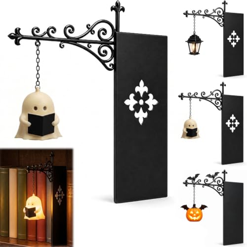 Library Lantern Mini Bookshelf Lamp, Vintage Led Miniature Hanging Lantern for Bookshelf, Wireless Book Nook Lamp with Bookends Decorative, for Home Library, Study and Reading Corner (1Pc-B) - color: 1Pc-B