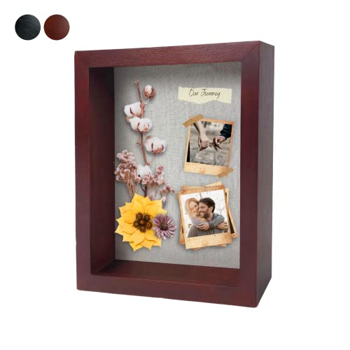 8"x10" Solid Wood Mahogany Display Shadow Box Frame - Memory Box for Keepsakes (Picture Box, Military, Wedding, Graduation, and Flower Shadow Box) - color: Mahogany, size: 8x10