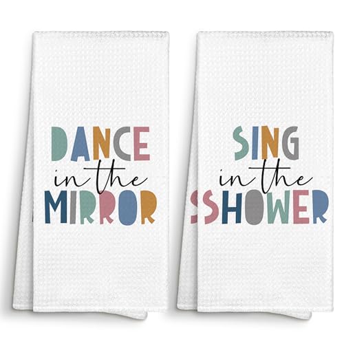 Kids Nursery Bathroom Decor Hand Towels 16x24 Set of 2, Dance in The Mirror Decorative Towels Gifts for Kids Baby Toddlers, Sing in The Shower Bathroom Kitchen Hand Towel Decor - color: Shower