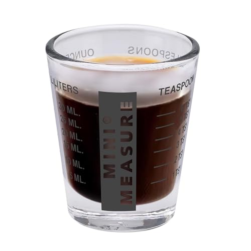 Kolder Mini Measure Heavy Glass, 20-Incremental Measurements Multi-Purpose Liquid and Dry Measuring Shot Glass, Black, Set of 2 - color: Black, size: Set of 2