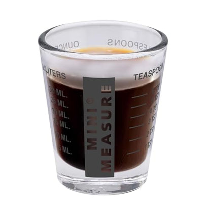 Kolder Mini Measure Heavy Glass, 20-Incremental Measurements Multi-Purpose Liquid and Dry Measuring Shot Glass, Black, Set of 2 - color: Black, size: Set of 2
