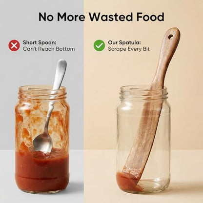 AOOSY Skinny Spurtle,11In Acacia Wood Spatula for Sourdough, Mixing | Long Handle Wooden Spatula for Sourdough Starter,Reaching Bottom of Jars, Spurtles Kitchen Tools for NonStick Cookware - size: 1 Pcs Wooden Spurtle