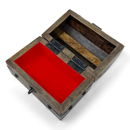 Keepsake Wooden Treasure Chest with Antique Jewelry Lock and Key (Small 5x3x3.25) – Decorative Box, Pirate Wooden Chest, Wood Box with Lid, Rustic Storage Chest - size: Small 5 x 3 x 3.25"