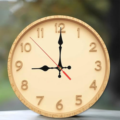 Modern Minimalist Light Oak Wooden Wall Clock with Smooth Beige Face 25x25cm