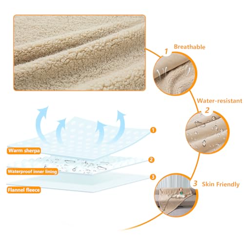 Cream Pet Blanket Couch Throw Blankets for Dogs Cats Waterproof Bed Cover Puppy Leakproof Warm Sherpa Fleece Sofa Covers Washable-XS-28X20in - color: Cream, size: XS-50*70cm(20*28in)