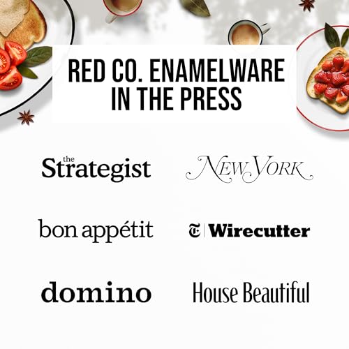 Red Co. Oven Safe Enamelware Metal Classic 16.5” Serving Oval Tray Platter, Distressed White/Black Rim