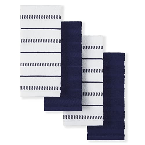 KitchenAid Albany Kitchen Towel 4-Pack Set, Cobalt Blue/White, 16"x26" - color: Cobalt, size: 16"x26"