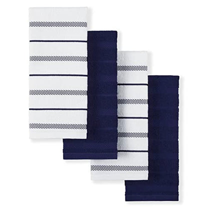 KitchenAid Albany Kitchen Towel 4-Pack Set, Cobalt Blue/White, 16"x26" - color: Cobalt, size: 16"x26"