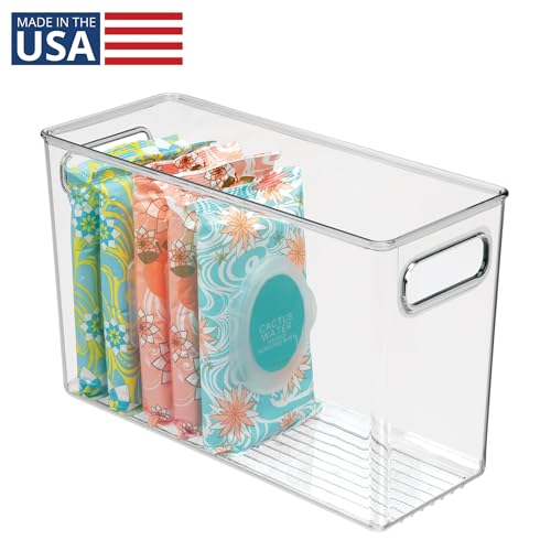 iDesign Slim Clear Plastic Bathroom Storage Bin, Tall Narrow | Organizer for Lotions, Creams, Toiletries - style: Pack of 1
