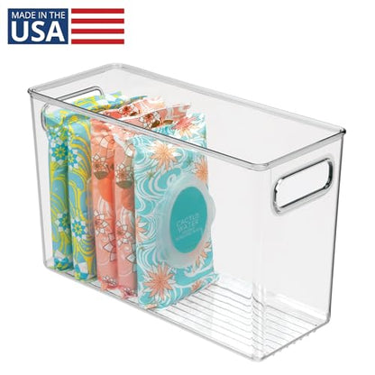 iDesign Slim Clear Plastic Bathroom Storage Bin, Tall Narrow | Organizer for Lotions, Creams, Toiletries - style: Pack of 1