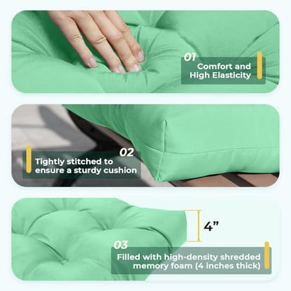 All Weather Outdoor Wicker Chair Cushions of 3 Pieces, Waterproof Outdoor Wicker Chair Cushion for Patio Furniture Loveseat Settee Bench, 1 Loveseat and 2 U-Shaped Thickened Cushions, Cyan - color: Cyan