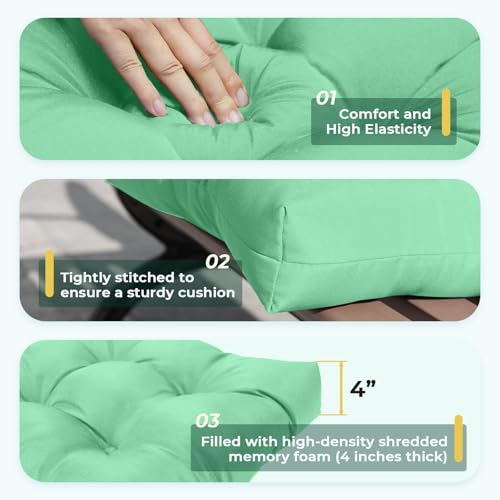 All Weather Outdoor Wicker Chair Cushions of 3 Pieces, Waterproof Outdoor Wicker Chair Cushion for Patio Furniture Loveseat Settee Bench, 1 Loveseat and 2 U-Shaped Thickened Cushions, Cyan - color: Cyan