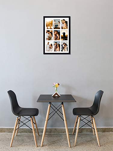 Golden State Art 9-Openings 4x6 Wood Collage Picture Frame Black | Fits Nine 4x6 Photos, White Mat, Photo, Art,13.6x19.7 Poster or Print Display, Tempered Glass,1 Pack - color: Black, size: 1 Pack