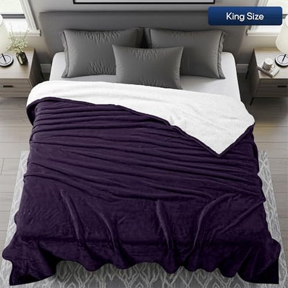 Utopia Bedding Reversible Plush Sherpa Blanket King Size Plum, 90x102 Inch | Soft, Warm, Fleece, Bed, Sofa, Couch, Camping, Travel, Cozy, All Season - color: Plum, size: King (90x102 Inch)