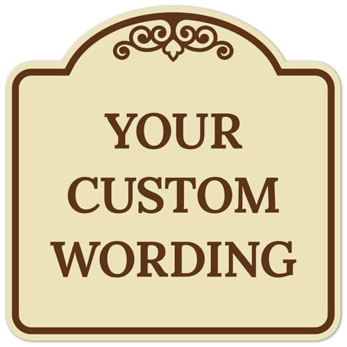 Custom Decorative Sign, Personalized Metal Sign for Business, Driveway, Home, Airbnb, Office Door Plaque,Brown Border Sign, 8x8 Inches, ACM, Fade Resistant, Made in USA by Sigo Signs - color: Brown Border, size: 8x8