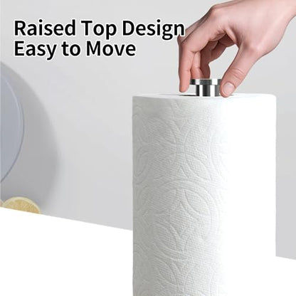 YIGII Heavy Marble Base Paper Towel Holder Countertop - Standing Paper Towel Roll Holder with Black Weighted Base, Gold Papertowel Holder for Kitchen - style: Silver & Black Marble