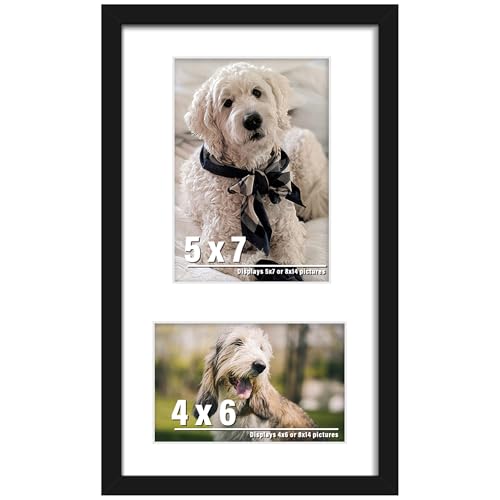DUENPY 8x14 Multi Size Collage Frame Photo Display Black | Wall Mount Display, Horizontal & Vertical, 8x14 (Without Mat) Photo Frame, Premium MDF & Shatterproof Acrylic - color: Black, size: 8x14（4x6+5x7 opening）