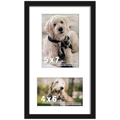 DUENPY 8x14 Multi Size Collage Frame Photo Display Black | Wall Mount Display, Horizontal & Vertical, 8x14 (Without Mat) Photo Frame, Premium MDF & Shatterproof Acrylic - color: Black, size: 8x14（4x6+5x7 opening）