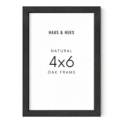 HAUS AND HUES 4x6 Solid Oak Black Frame - Wall or Tabletop Display (Black Oak Frame) - color: Black Oak, size: 4x6 in, style: Set of 01
