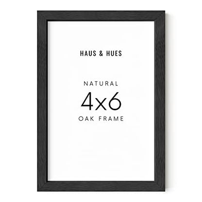 HAUS AND HUES 4x6 Solid Oak Black Frame - Wall or Tabletop Display (Black Oak Frame) - color: Black Oak, size: 4x6 in, style: Set of 01