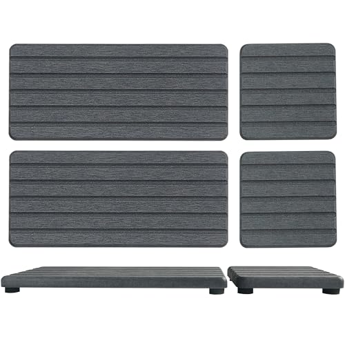NiuYichee Set of 4 Water Absorbent Diatomite Coasters, Diatomaceous Earth Kitchen Soap Dish, Bathroom Trays, Water Absorbing Stone Used for Hand Soaps & Plants & Toiletries in The Modern Home - color: Set of 4 Dark Grey With Grooves