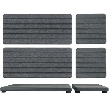 NiuYichee Set of 4 Water Absorbent Diatomite Coasters, Diatomaceous Earth Kitchen Soap Dish, Bathroom Trays, Water Absorbing Stone Used for Hand Soaps & Plants & Toiletries in The Modern Home - color: Set of 4 Dark Grey With Grooves