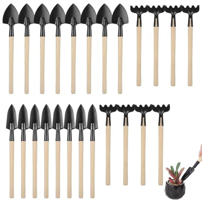 8 Sets Mini Gardening Tools, Portable Garden Tool with Wooden Handle, Steel Hand Tool Kit with Rake, Trowel, Shovel for Bonsai, Succulents, Herbs, Indoor Plants, Small Pot Gardening