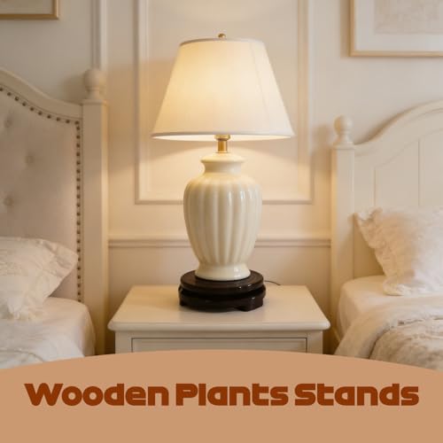 Wood Plant Stand Rotating,Vase Stand,Table Lamp Base,6.6 Inch Small Chinese Oriental Plant Stand,Bonsai Stand,Lamp Riser,Round Display Stand for Fishbowl Flower Pot Indoor