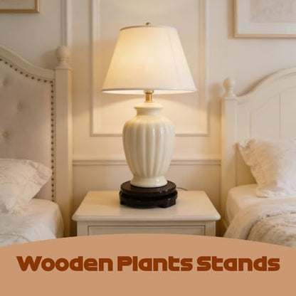 Wood Plant Stand Rotating,Vase Stand,Table Lamp Base,6.6 Inch Small Chinese Oriental Plant Stand,Bonsai Stand,Lamp Riser,Round Display Stand for Fishbowl Flower Pot Indoor