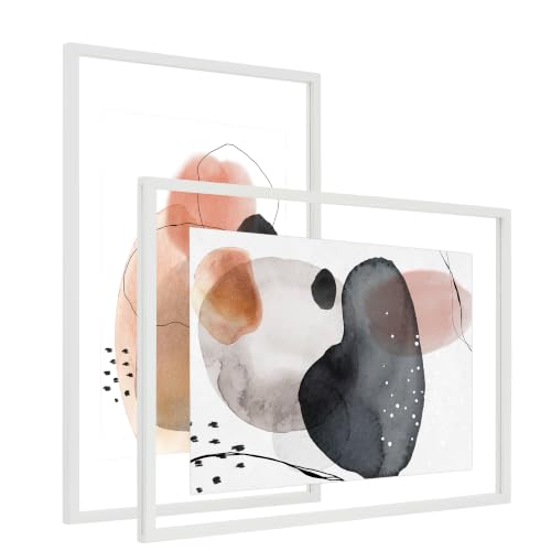 DLQuarts 20x30 Floating Picture Frame for 18x24/16x20/13x19/12x18 Photos, 2-Pack Solid Wood Double Plexiglass Wall Art Frames, Any Size Photo up to 20x30 Display, White - color: Chalk White, size: 20x30