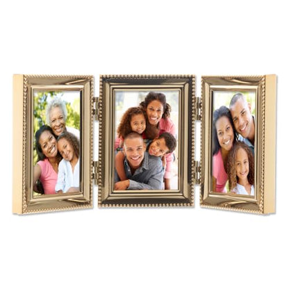 Lawrence Frames Bead Border Design, 2.5x3.5 Triple, Gold - color: Gold, size: 2.5x3.5 Triple