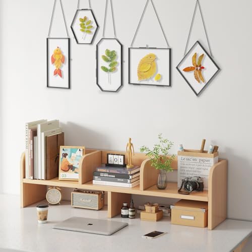 5 Pcs Pressed Flower Frames with Tweezers, Wall Hanging Tabletop Display Double Glass Frames with Metal Chain for Pressed Dried Flowers Plants, Horizontal and Vertical Picture Frame, Black - color: Black-5