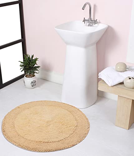Home Weavers Double Ruffle Collection 100% Cotton Bathroom Rugs Set, Washable Rug, Soft Cotton Extra Soft and Absorbent Bath Rug, Kitchen Mat, Bath Mat Set, Bath Floor Mat Non Slip, 28" Round, Yellow - color: Yellow, size: 1'6" (Round)
