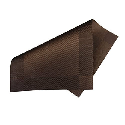 Placemats Washable Easy to Clean Table Mats for Kitchen Table Heat-resistand Woven Vinyl PVC Placemat 12x18 inches Set of 4（Brown） - color: Brown, size: placemats set of 4