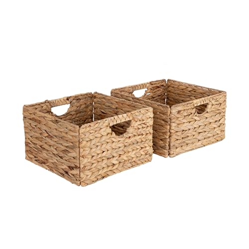 Seville Classics Premium Natural Handwoven Portable Laundry Bin Basket with Carrying Handles, Household Storage for Clothes, Linens, Sheets, Toys, Natural Water Hyacinth, Rectangular (2-Pack) - color: Natural Water Hyacinth, size: Rectangular (2-Pack)