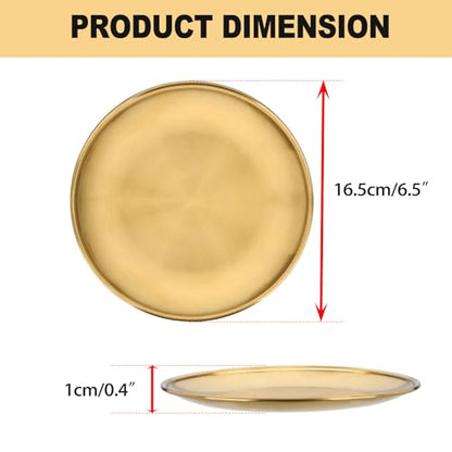 Small Key Bowl for Entryway Table Decor Gold Candle Plate Key Tray Decorative Metal Jewelry Dish Holder for Vanity Kitchen Counter Coffee Table
