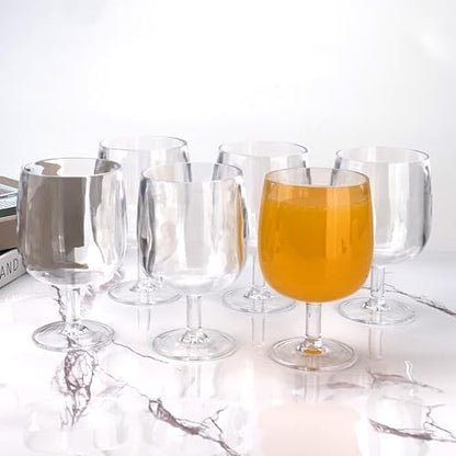 Yalin Set of 6 Unbreakable 12 oz Acrylic Plastic Wine and Water Tumbler Stackable Goblets. (Clear, 12 oz) - color: Clear, size: 12 oz
