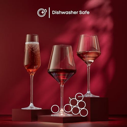 JoyJolt Layla Italian Red Wine Glasses, Set of 4, 17 oz Clear – Made in Europe - style: Red Wine Glasses