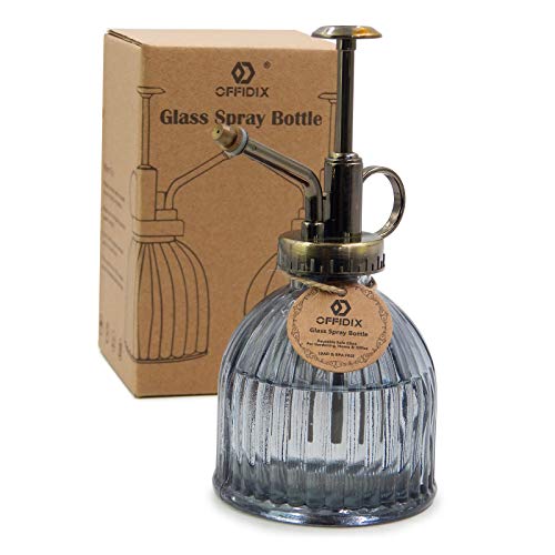 Plant Mister Plant Water Spray Bottle, Vintage Style Gray 6.7 oz | Plant Misters with Bronze Plastic Top Pump Fine Mist One Hand Glass Small Watering Can for Indoor Plant 200 ml spray bottles - color: B-DarkGrey