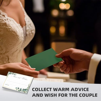Eucalyptus Wedding Advice and Wishes Cards with Gift Box - 60 Greenery Marriage Advice Cards for Bride and Groom - Bridal Shower Games and Wedding Guest Book Alternative for Reception - color: EUCALYPTUS