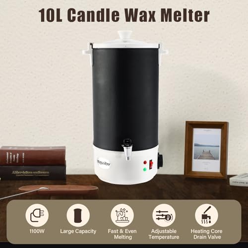 TCFUNDY Wax Melter for Candle Making 10L Black, Electric Non-Stick Candle Wax Melter Pot 10L, DIY Candle Making Kit for Adults, Soy Wax and Beeswax Candle Maker - color: Black