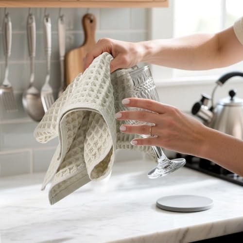 Jacquotha Waffle Hand Towels 5-Piece (Mist White) – Cotton | Quick Dry, Lint Free, 13” x 29” - color: Mist White
