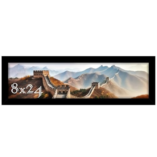 8x24 Picture Frame, Photo Frame for Wall Mounting Display, Black | Fits 8x24 Photos and Posters, Clear Shatterproof Cover, Horizontal or Vertical Wall Mount, Gallery Wall, 1 Pack - color: Black, size: 8x24