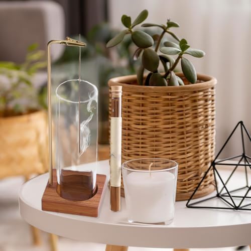 Anti Ash Flying Incense Burner with 80 Pcs Incense Sticks, Wood Incense Holder, Removable Glass Ash Catcher, Incense Burner Holder for Home Decor Meditation Yoga Spa