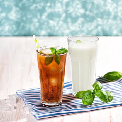 Yopay Set of 8 Highball Drinking Glasses, 12oz Lead-Free Tempered Water Glasses Thick Heavy Base, Clear Iced Hot Tea Glassware for Cocktail, Juice, Milkshake, Soda Beer Tumbler Cup (Pack of 2) - size: 12 oz (Pack of 2)